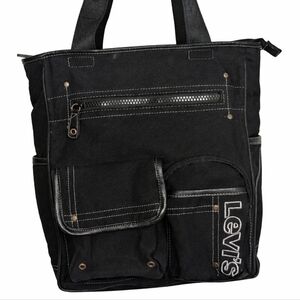 Levi’s Black Utility Tote Bag Cargo Pocket Canvas
